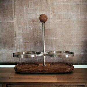 IKEA KROSAMOS Walnut & Stainless Steel Jar & Bottle Holder